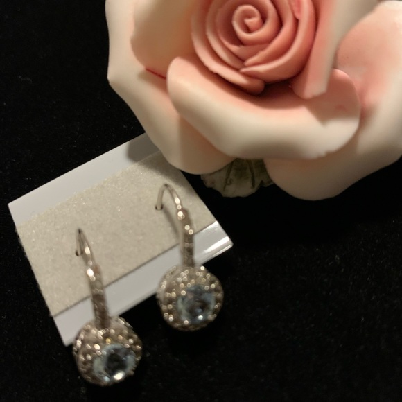 Genuine Blue & White Topaz Earrings - Picture 2 of 6